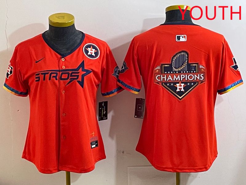 Youth Houston Astros Blank Orange Fourth generation Joint Name 2025 Nike MLB Jersey style 13